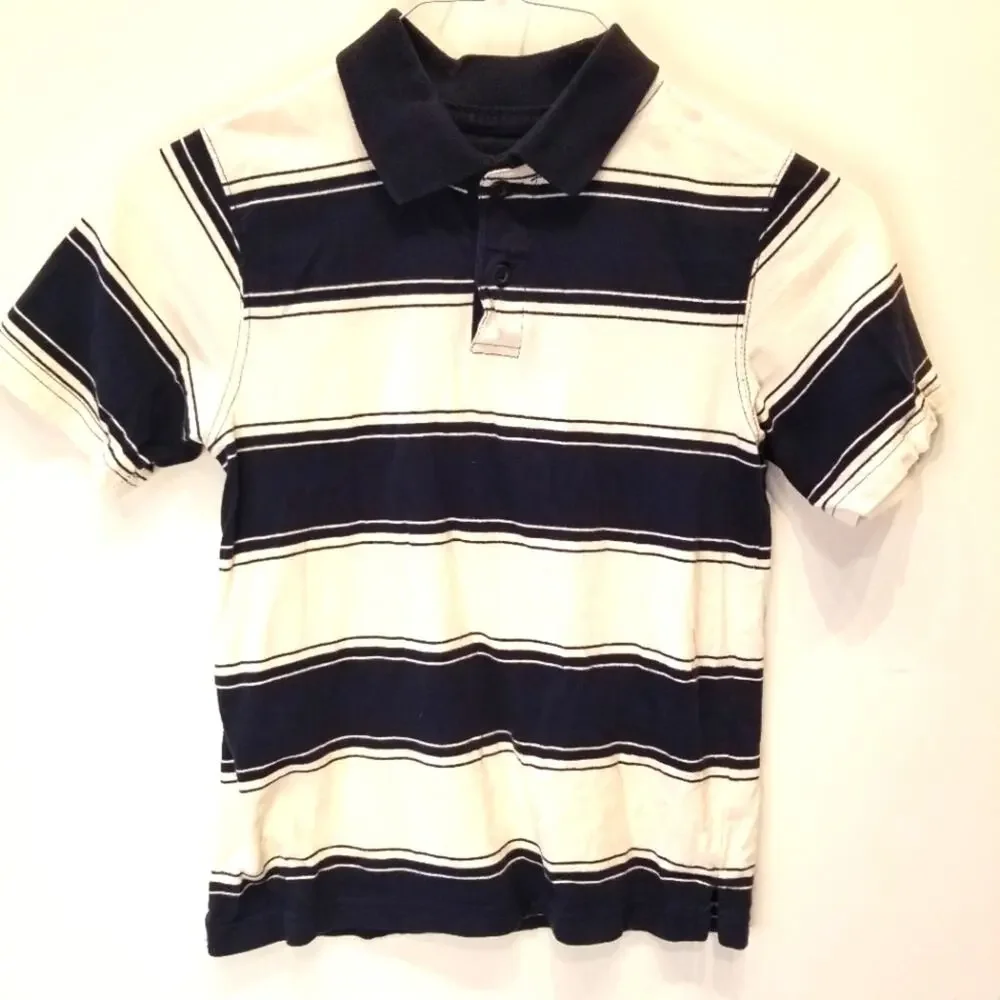 Place‎ 1989 Boys Cotton Collared T-Shirt Comfortable White and Navy Women's 8